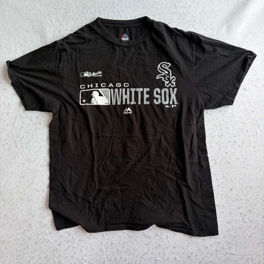 Majestic Chicago White Sox T Shirt Mens Medium Black MLB Authentic Collection